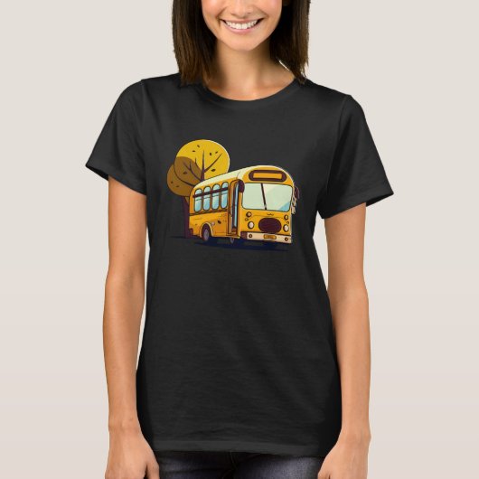 Bus In Front Of Trees Bus Driver Tシャツ (正面)