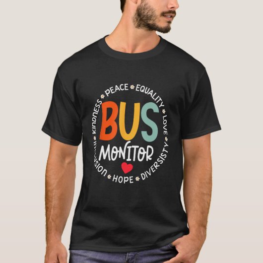 Bus Monitor Driver Aide Matching Group Squad Back  Tシャツ (正面)