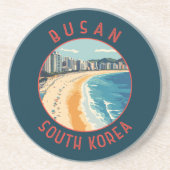 Busan Haeundae Beach Retro Distressed Circle コースター (正面)