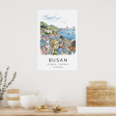 Busan Harbor Art Print South Korea Coastal Scene ポスター (キッチン)