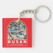 Busan South Korea Travel Art Emblem キーホルダー (裏面)