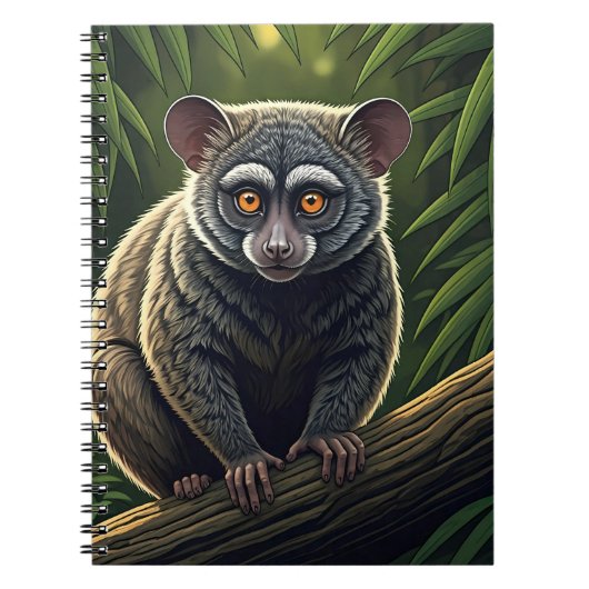 Bush Baby Perched on Jungle Branch ノートブック (正面)