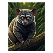 Bush Baby Perched on Jungle Branch ポスター (正面)
