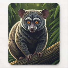 Bush Baby Perched on Jungle Branch マウスパッド