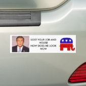 bush_head2の原稿が付いている丸太は、あなたの仕事を…失った、 バンパーステッカー (車上)