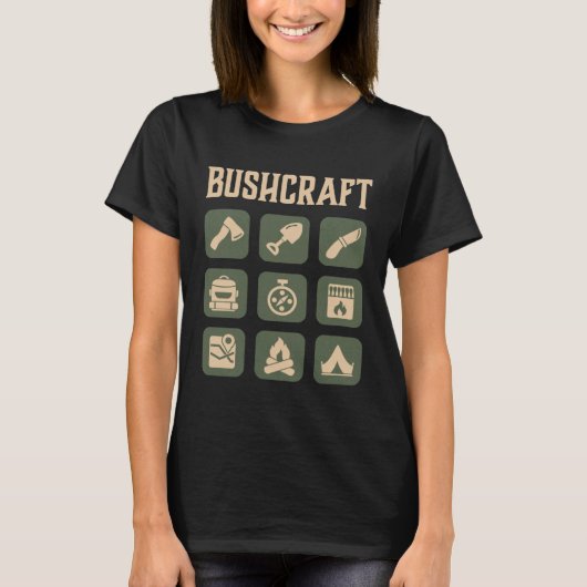 Bushcraft Outdoor Survival Living Nature Camping   Tシャツ (正面)