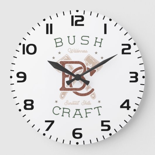 Bushcraft Survival Skills Wilderness Camping ラージ壁時計 (正面)