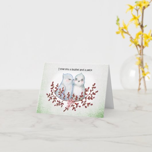 Bushel and a peck Funny Valentine Cute Lovebirds   カード (黄色い花)
