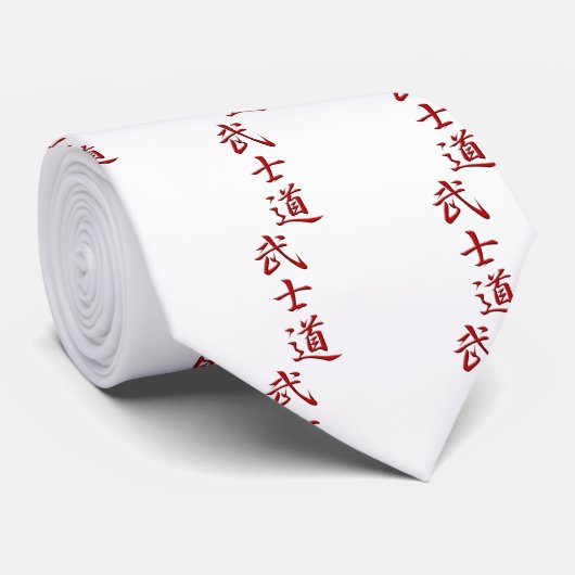 BUSHIDOの漢字の赤 ネクタイ (ロール)