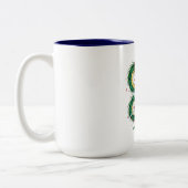 Bushido Code Samurai with Dragon & Sakura Blossoms ツートーンマグカップ (左)