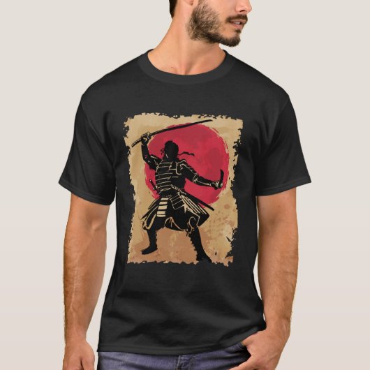 Bushido Japan Warrior Retro Rising Sun Japanese Sa Tシャツ (正面)