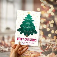 Bushyクリスマスツリーファミリーノンフォトホリデーカード