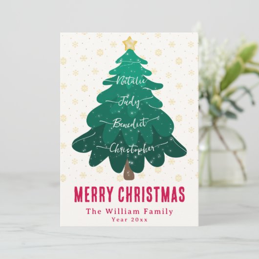Bushyクリスマスツリーファミリーノンフォトホリデーカード シーズンカード (スタンド正面)