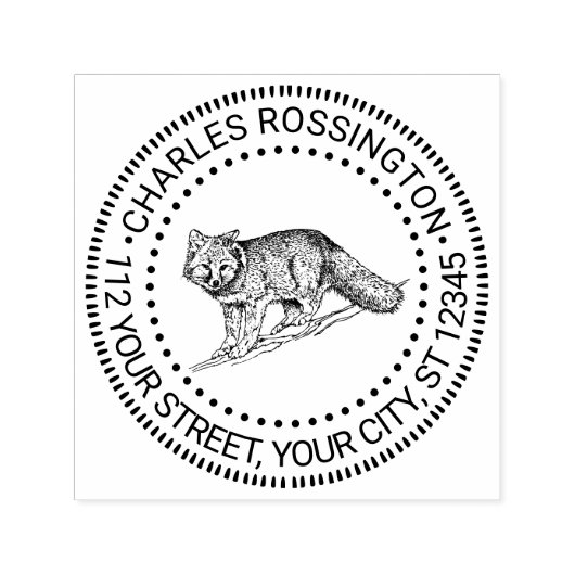 Bushy素朴キツネ名差出人住所 セルフインキングスタンプ (デザイン)