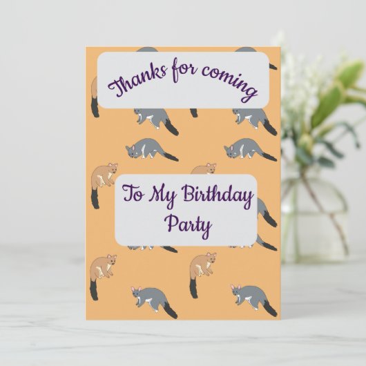 Bushy Tail Possums Thank you Card 招待状 (スタンド正面)