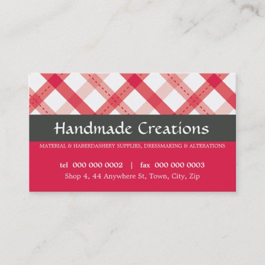 BUSINESS かわいらし CARD :: gingham pattern 4L 名刺 (正面)