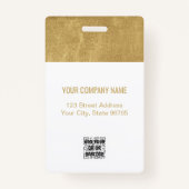 Business カスタム Logo Basic Employee Photo金ゴールド バッジ (裏面)