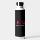 Business モダン Black Red 3 Letter Monogramロゴ ウォーターボトル (左面)