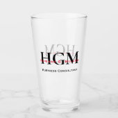 Business モダン Black Red 3 Letter Monogramロゴ タンブラーグラス (正面)