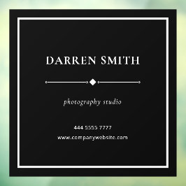 Business モダン Office Name White on Black ウィンドウサイン