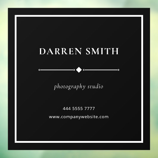 Business モダン Office Name White on Black ウィンドウサイン (シート3)