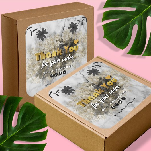 Business モダン Thank You for Your Order金ゴールド文字 スクエアシール