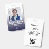 Business 企業の Navy Gradient従業員ID写真 バッジ (正面&裏面)