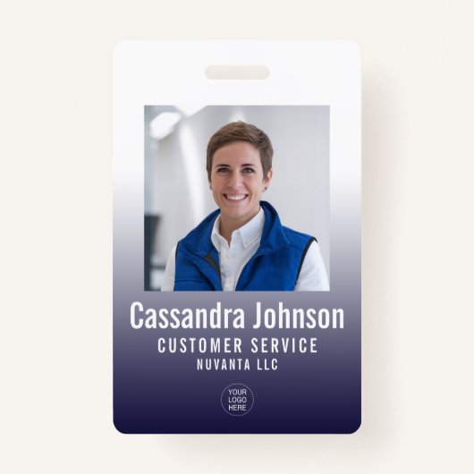 Business 企業の Navy Gradient従業員ID写真 バッジ (正面)