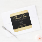 Business 企業の Thank You金ゴールドブラック |ロゴの追加 スクエアシール (封筒)