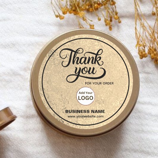 Business 企業の Thank You金ゴールドブラック |ロゴの追加 ラウンドシール