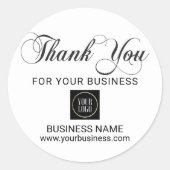 Business 企業の THANK YOU White Black Addロゴ ラウンドシール (正面)