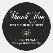 Business 企業の THANK YOU White Black Addロゴ ラウンドシール (正面)