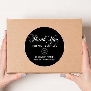 Business 企業の THANK YOU White Black Addロゴ ラウンドシール