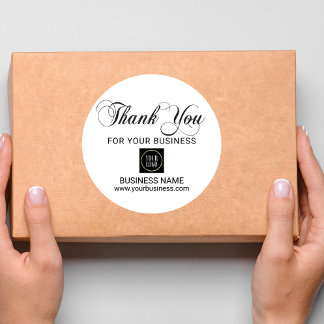 Business 企業の THANK YOU White Black Addロゴ ラウンドシール