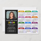 Business 2024カレンダー黒モダン金ゴールドカラフル シーズンカード (正面)