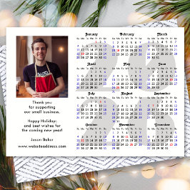 Business 2025カレンダーミニマリストシルバーグリッター シーズンカード