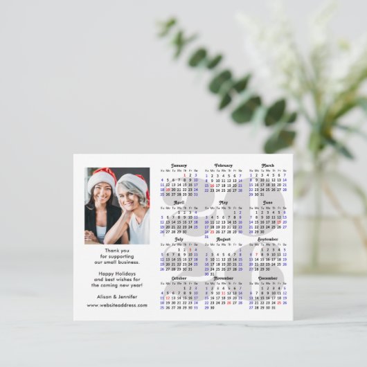 Business 2025カレンダーミニマリストシルバーグリッター シーズンポストカード (スタンド正面)