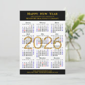 Business 2025カレンダー金ゴールドグリッターモダン黒 シーズンカード (スタンド正面)