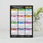 Business 2025カレンダー黒モダン金ゴールドカラフル シーズンカード (スタンド正面)