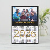 Business 2025カレンダー黒モダン金ゴールドグリッター シーズンカード (スタンド正面)