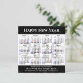 Business 2026カレンダーブラックシルバーグリッターシンプル シーズンカード (スタンド正面)