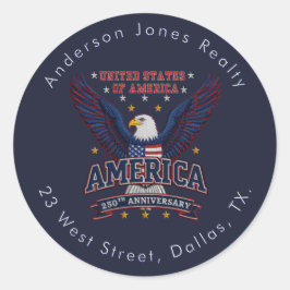  Business 250th Patriotic Custom Text ラウンドシール