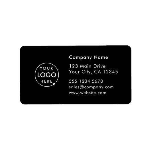 Business Address Label | Logo Company Info Sticker ラベル (正面)