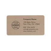 Business Address Label | Rustic Kraft Logo Sticker ラベル (正面)