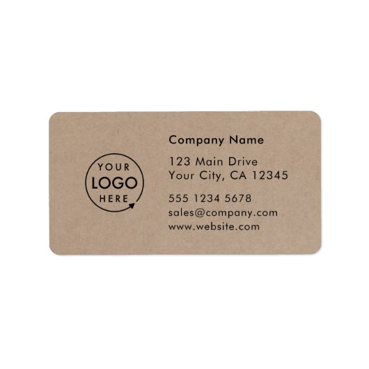 Business Address Label | Rustic Kraft Logo Sticker ラベル (正面)