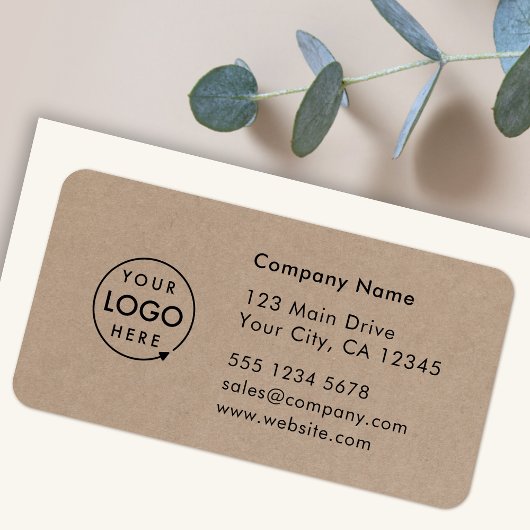 Business Address Label | Rustic Kraft Logo Sticker ラベル