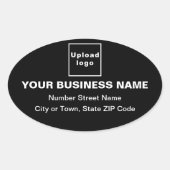 Business Address on Black Ovalステッカー 楕円形シール (正面)