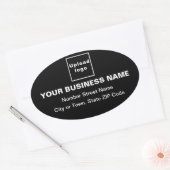 Business Address on Black Ovalステッカー 楕円形シール (封筒)