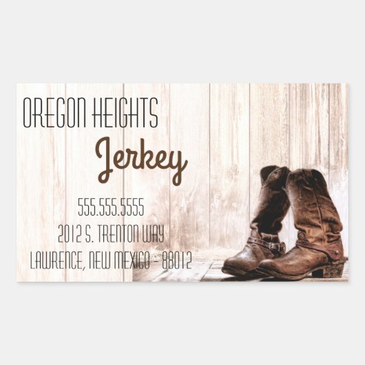 Business Address Stickers Red Boots Country 素朴 長方形シール (正面)