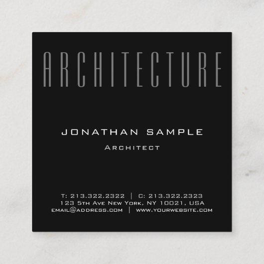 Business Architectのエレガントプロフェッショナルテンプレート スクエア名刺 (裏面)